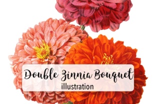 Double Zinnia Bouquet Watercolor: A Versatile Illustration for Creative Projects