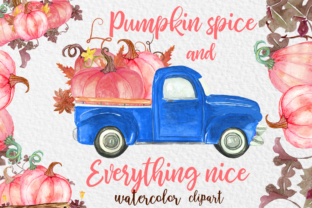 Pink Watercolor Pumpkin Clipart for Seasonal Illustrations