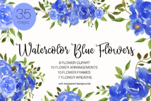Watercolor Blue Flower Clipart for Editorial Illustrations