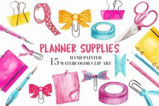 Watercolor Planner Supplies Clipart Review for Illustrations