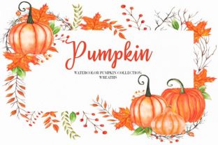 Watercolor Pumpkin Wreath Clipart for Illustrations